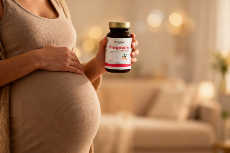 مادر باردار با مکمل بارداری پرگمام ویتالی تون